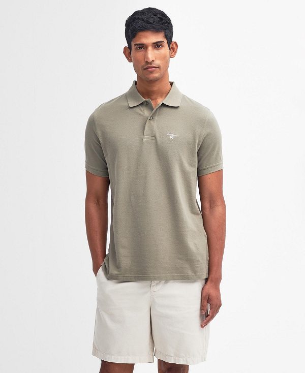 Barbour Lightweight Sports Polo Shirt Dusty Green | BABO88096