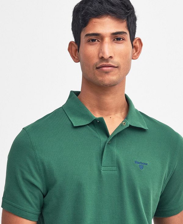 Barbour Lightweight Sports Polo Shirt Green | BABO88093