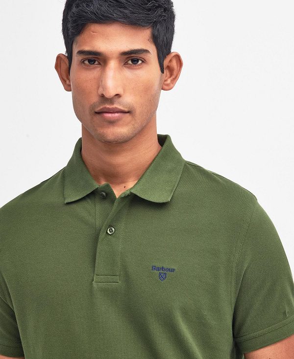 Barbour Lightweight Sports Polo Shirt Green | BABO88097