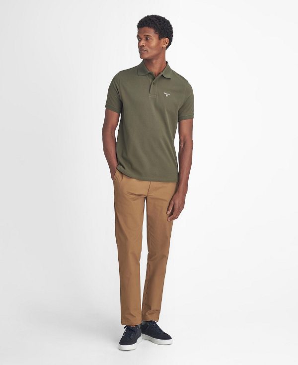 Barbour Lightweight Sports Polo Shirt Olive | BABO88094