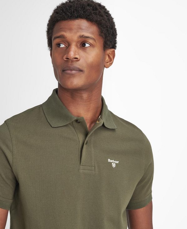 Barbour Lightweight Sports Polo Shirt Olive | BABO88094