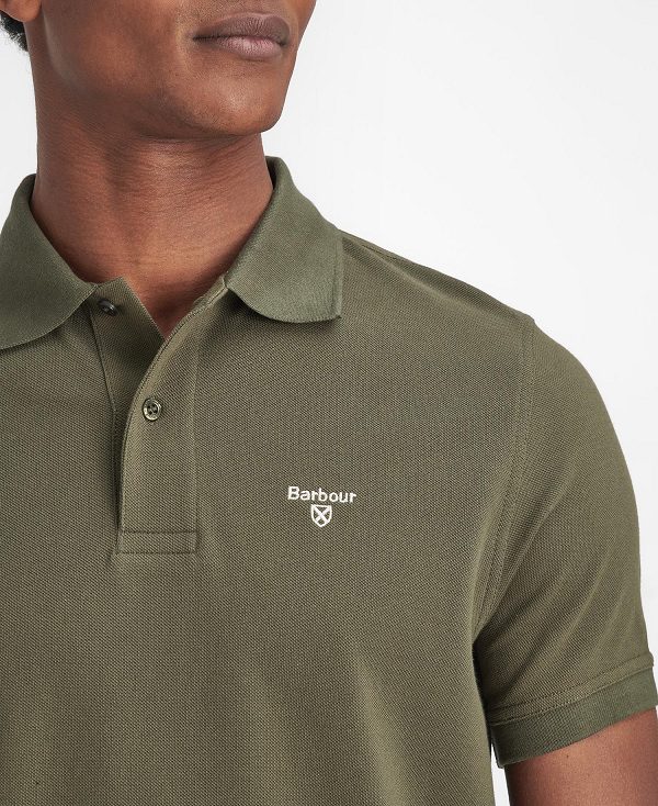 Barbour Lightweight Sports Polo Shirt Olive | BABO88094