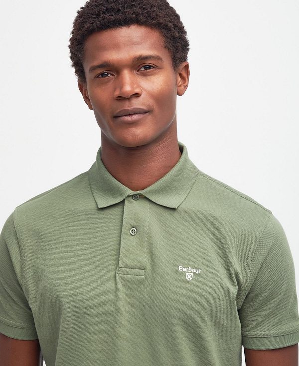 Barbour Lightweight Sports Polo Shirt Olive | BABO88108