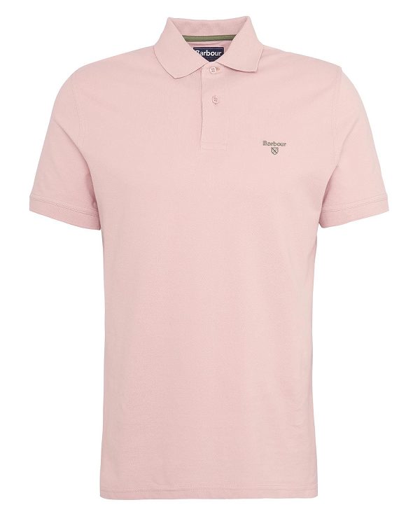 Barbour Lightweight Sports Polo Shirt Pink Mist | BABO88091