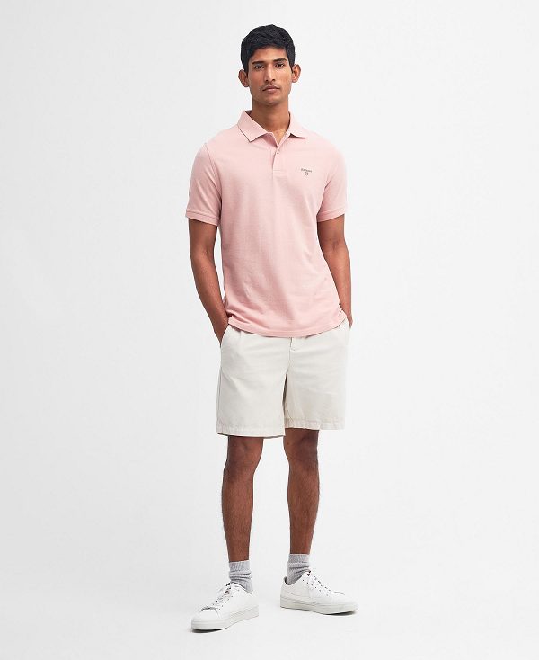 Barbour Lightweight Sports Polo Shirt Pink Mist | BABO88091