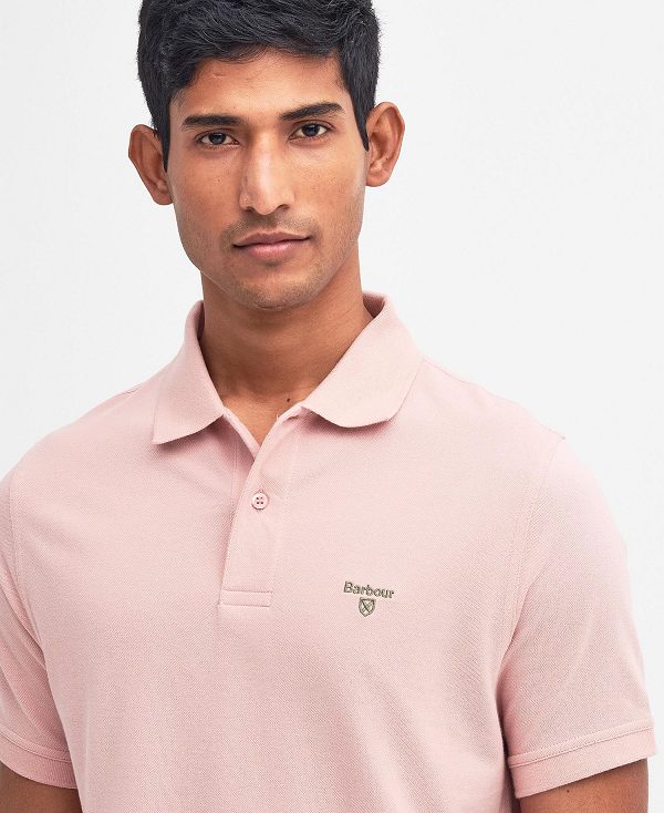 Barbour Lightweight Sports Polo Shirt Pink Mist | BABO88091