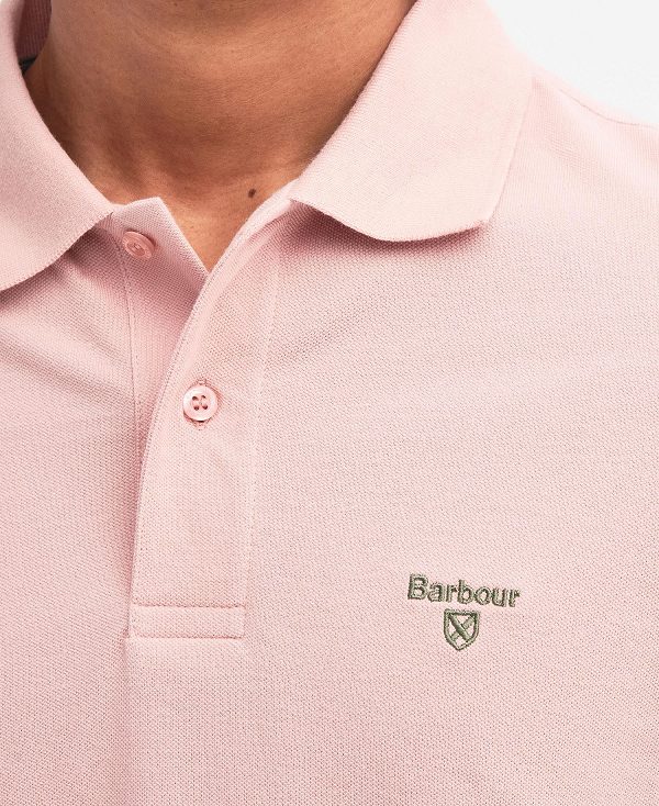 Barbour Lightweight Sports Polo Shirt Pink Mist | BABO88091