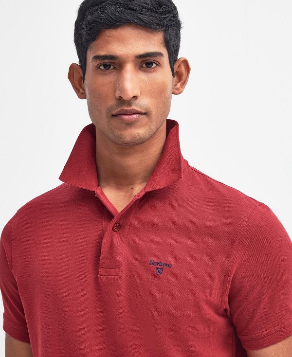 Barbour Lightweight Sports Polo Shirt Red | BABO88089