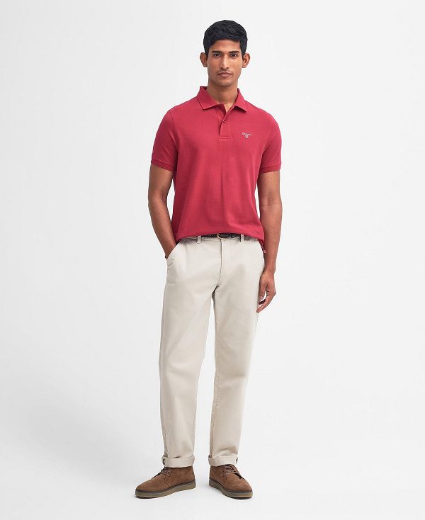 Barbour Lightweight Sports Polo Shirt Red | BABO88090