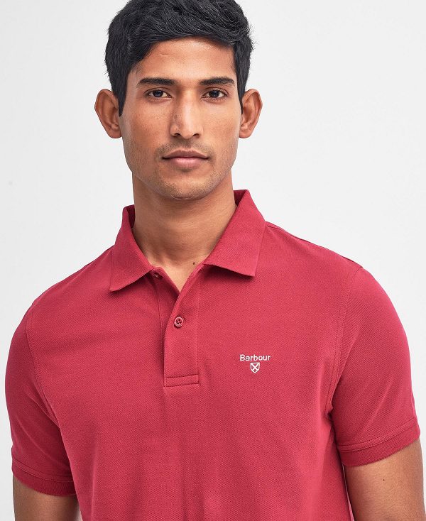 Barbour Lightweight Sports Polo Shirt Red | BABO88090