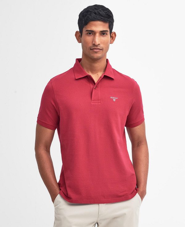 Barbour Lightweight Sports Polo Shirt Red | BABO88090