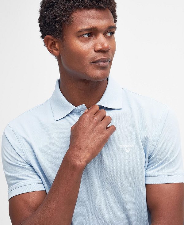 Barbour Lightweight Sports Polo Shirt Sky | BABO88200