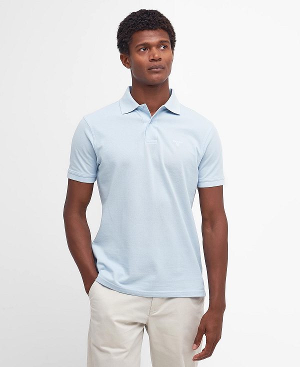 Barbour Lightweight Sports Polo Shirt Sky | BABO88200