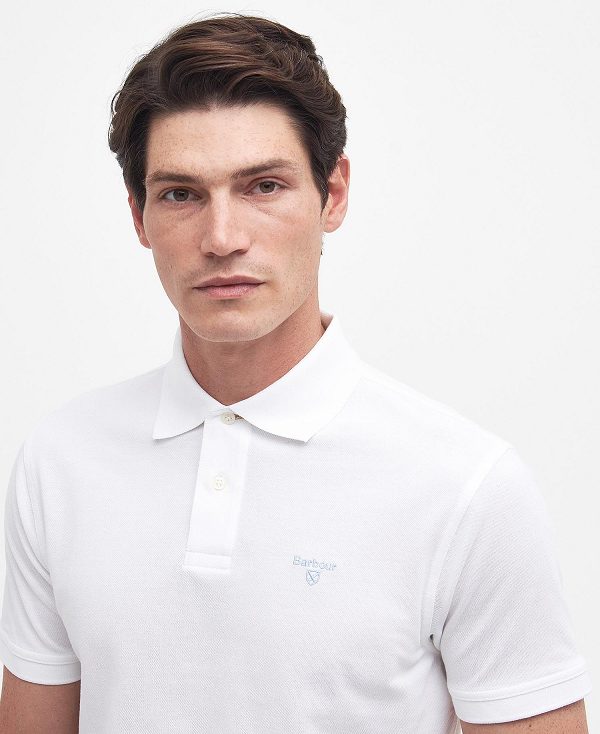 Barbour Lightweight Sports Polo Shirt White | BABO88106