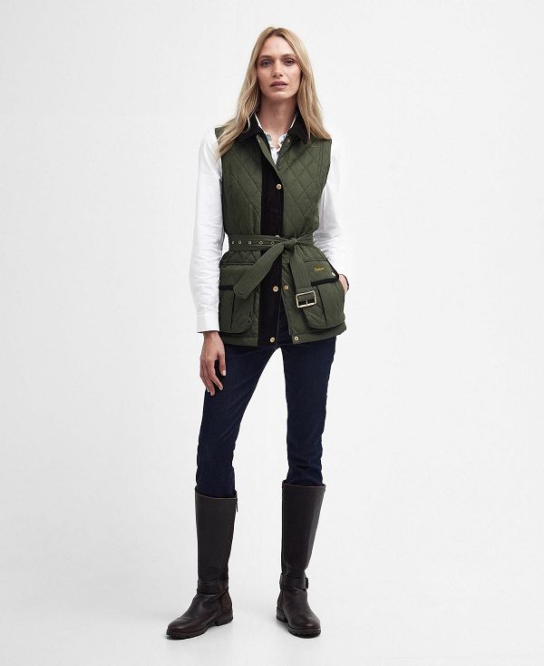 Barbour Lily Belted Gilet Olive | BABO89444