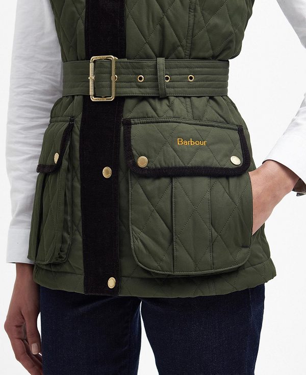 Barbour Lily Belted Gilet Olive | BABO89444