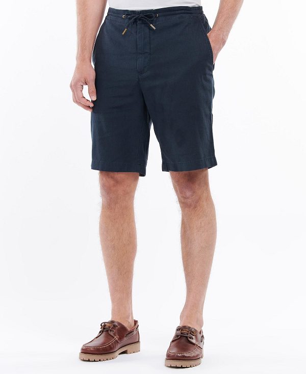 Barbour Linen Cotton Mix Shorts City Navy | BABO88750