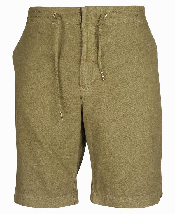 Barbour Linen Cotton Mix Shorts Military Green | BABO88741