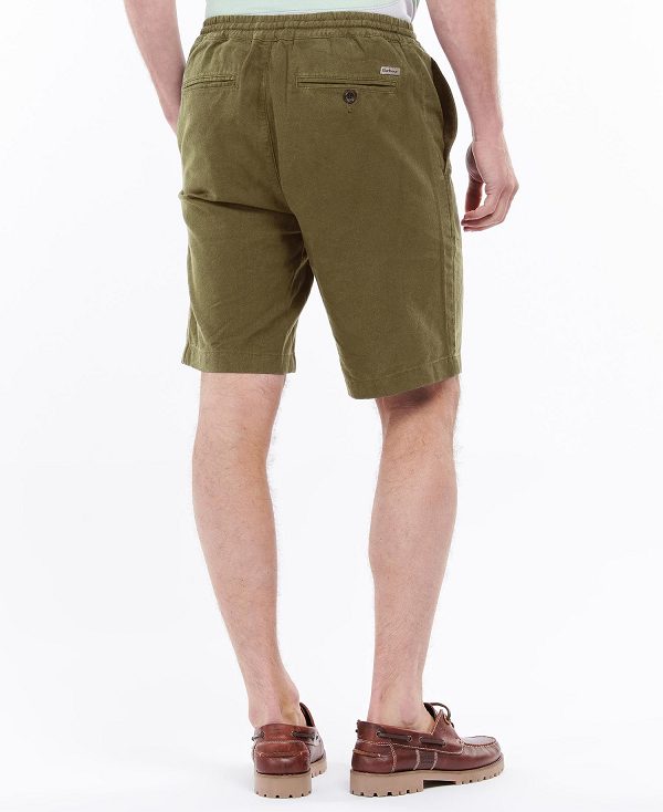 Barbour Linen Cotton Mix Shorts Military Green | BABO88741