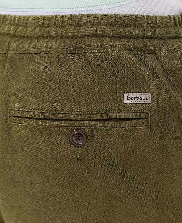 Barbour Linen Cotton Mix Shorts Military Green | BABO88741