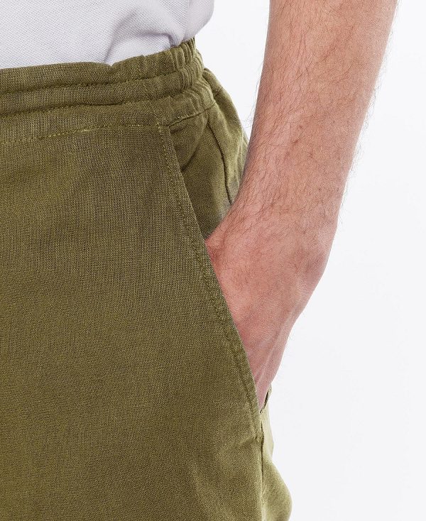 Barbour Linen Cotton Mix Shorts Military Green | BABO88741