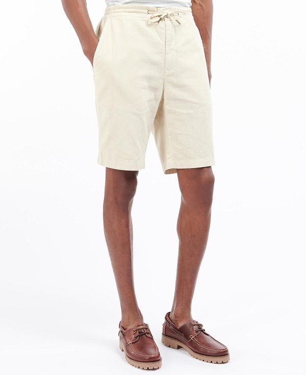 Barbour Linen Cotton Mix Shorts Military Green | BABO88745