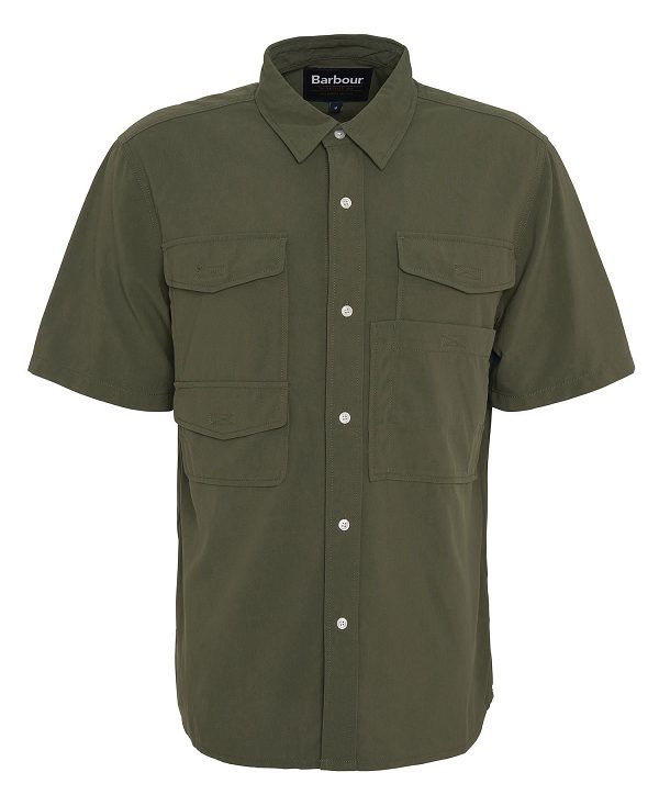 Barbour Lisle Safari Oversized Short-sleeved Shirt Mid Olive | BABO87753