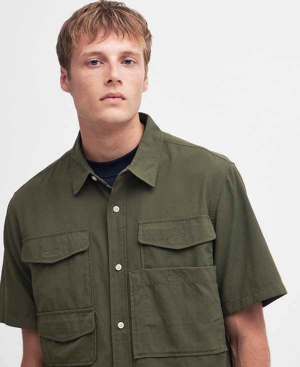 Barbour Lisle Safari Oversized Short-sleeved Shirt Mid Olive | BABO87753