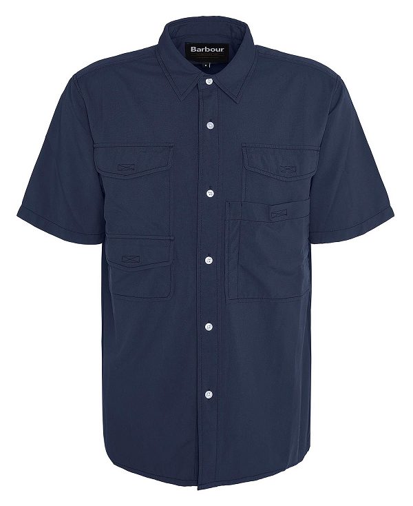 Barbour Lisle Safari Oversized Short-sleeved Shirt Classic Navy | BABO87755