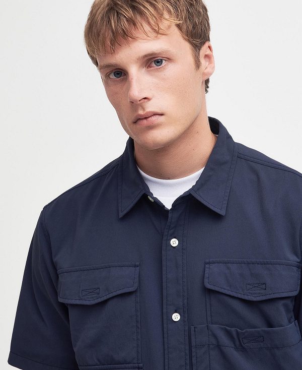 Barbour Lisle Safari Oversized Short-sleeved Shirt Classic Navy | BABO87755