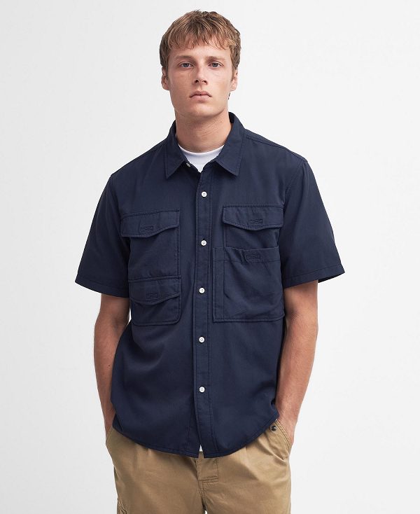 Barbour Lisle Safari Oversized Short-sleeved Shirt Classic Navy | BABO87755