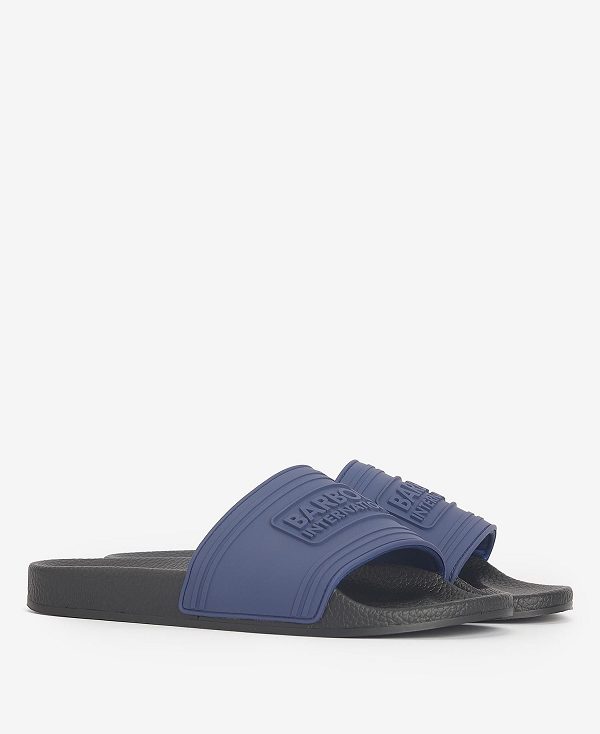 Barbour Logo Sliders Cobalt/Grey | BABO88884