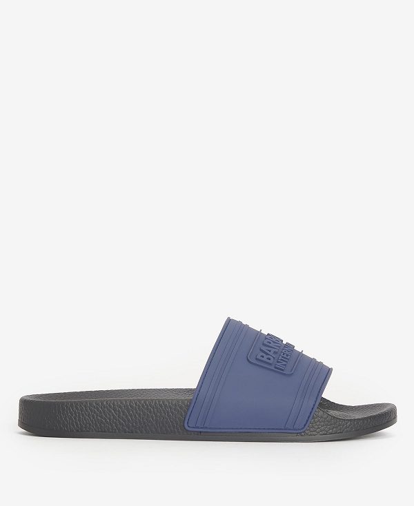 Barbour Logo Sliders Cobalt/Grey | BABO88884