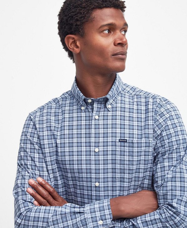 Barbour Lomond Tailored Long-sleeved Shirt Berwick Blue Tartan | BABO87720