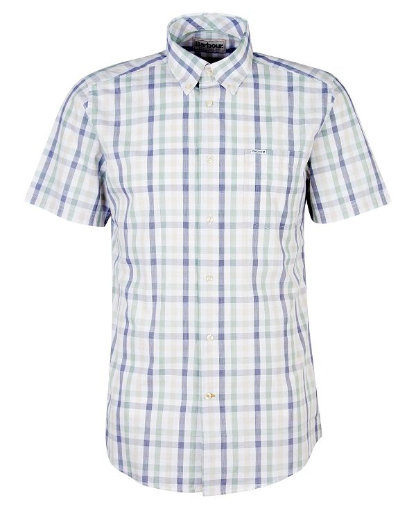 Barbour Longstone Tailored Short-sleeved Shirt Stone | BABO87613