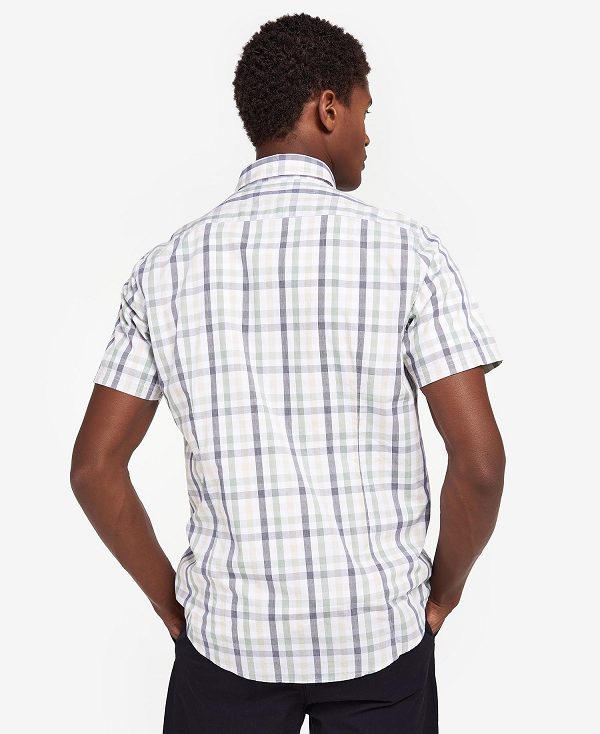 Barbour Longstone Tailored Short-sleeved Shirt Stone | BABO87613