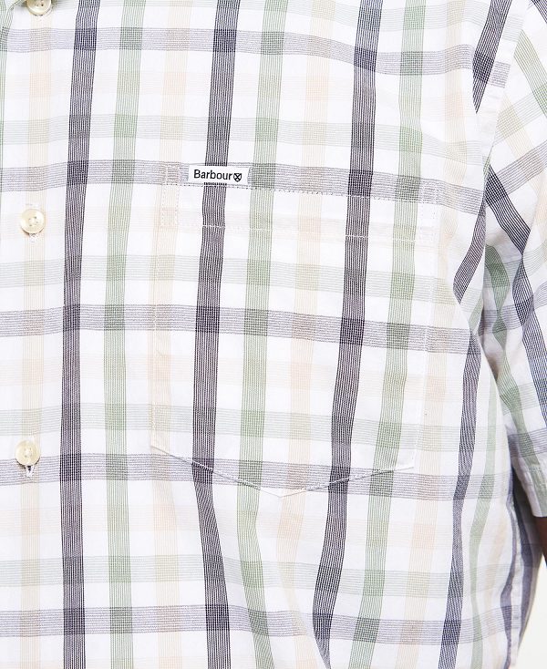 Barbour Longstone Tailored Short-sleeved Shirt Stone | BABO87613