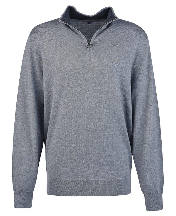 Barbour Loyton Merino Half Zip Sweatshirt Grey Marl | BABO88526