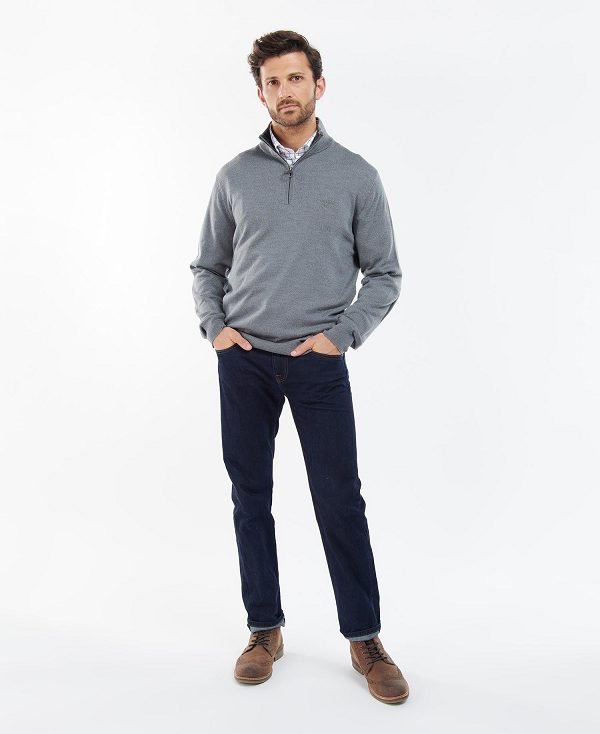 Barbour Loyton Merino Half Zip Sweatshirt Grey Marl | BABO88526