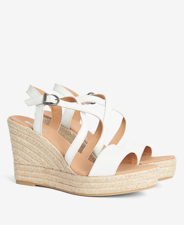 Barbour Lucia Espadrille Wedges Classic White | BABO89890