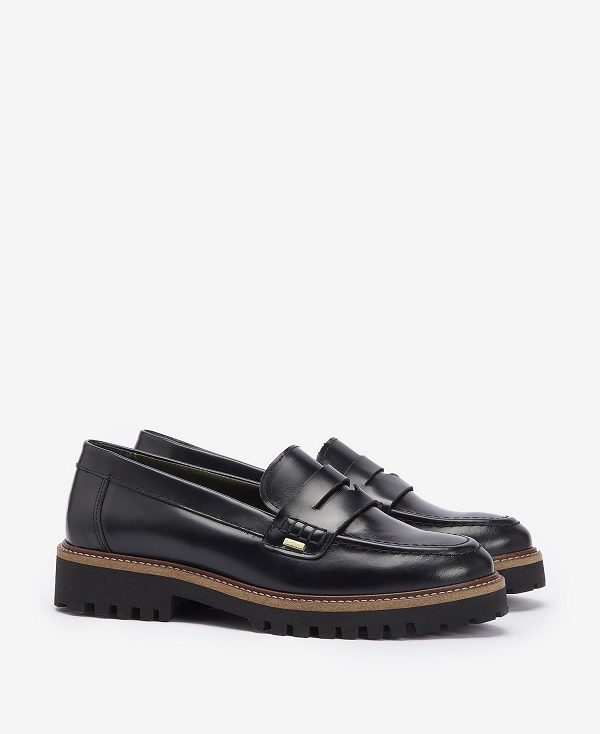 Barbour Ludlow Penny Loafers Black Polido | BABO89909