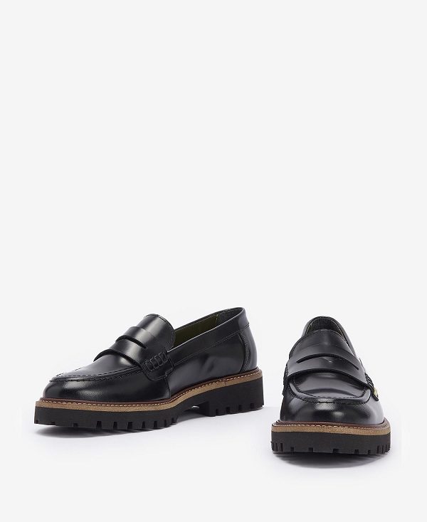 Barbour Ludlow Penny Loafers Black Polido | BABO89909