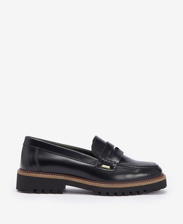 Barbour Ludlow Penny Loafers Black Polido | BABO89909