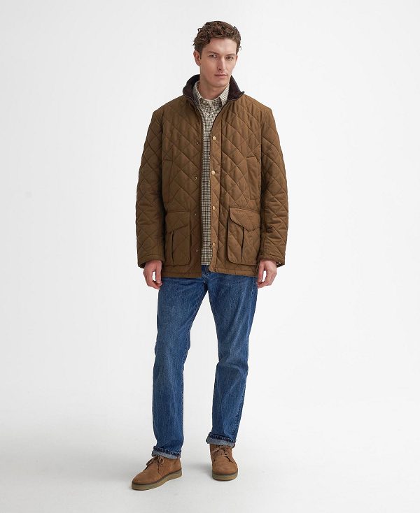 Barbour Lydford Tattersall Quilted Jacket Dark Sand | BABO87363