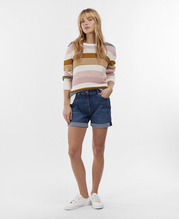 Barbour Maddison Denim Shorts Ecru | BABO89829