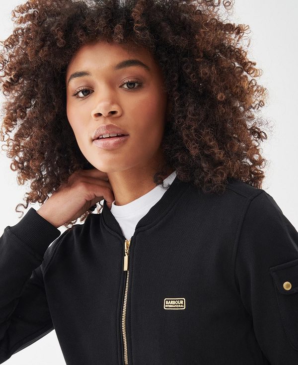 Barbour Magna Zip-through Sweatshirt Black | BABO89785