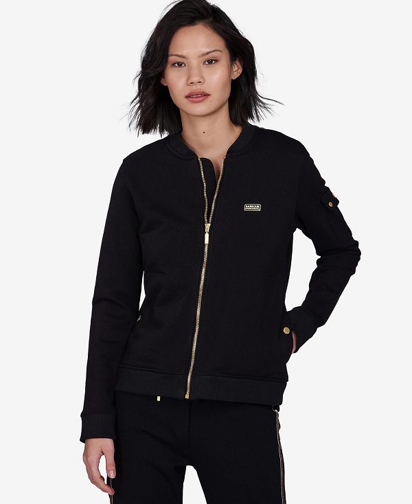 Barbour Magna Zip-through Sweatshirt Black | BABO89785