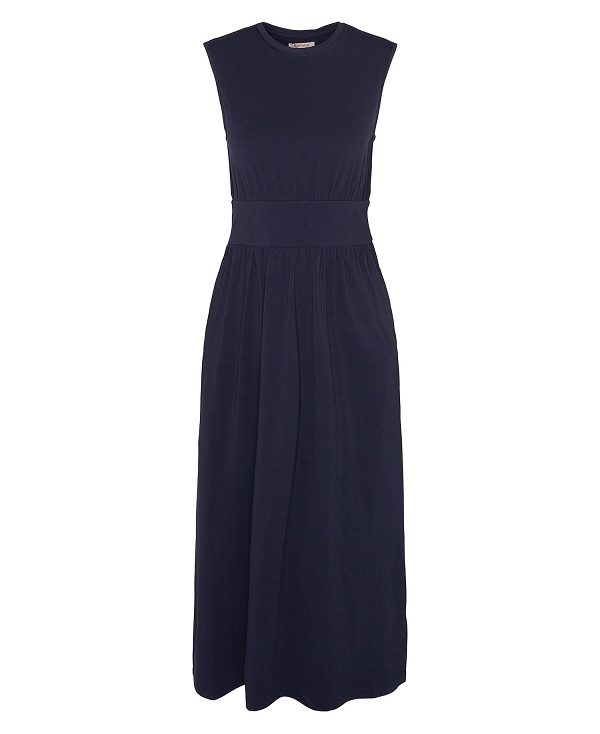 Barbour Maisie Sleeveless Midi Dress Classic Navy | BABO89619