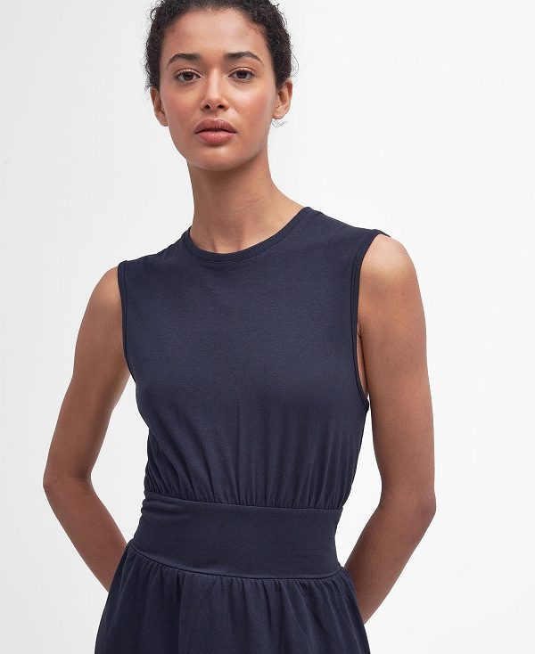 Barbour Maisie Sleeveless Midi Dress Classic Navy | BABO89619