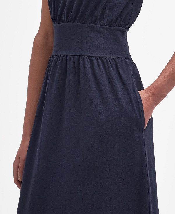 Barbour Maisie Sleeveless Midi Dress Classic Navy | BABO89619